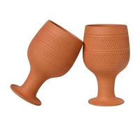 KRISHANA EXPORT STORE Mitti ka - Bicchieri da vino in terracotta naturale, fatti a mano, in argilla, per bevande, confezione da 2