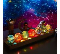 KRISININE 7 sfere di guarigione naturale chakra con supporto in legno LED da 40 mm, pietre di cristallo di quarzo per meditazione, energia positiva, palline decorative per la casa