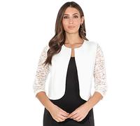 KRISP Bolero Coprispalle Donna Elegante Cerimonia Giacca da Sposa Manica Corta in Pizzo, Panna (9330), 40, 9330-CRM-08