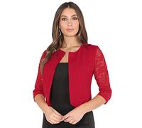 KRISP Bolero Coprispalle Donna Elegante Cerimonia Giacca da Sposa Manica Corta in Pizzo, Rosso (9330), 42, 9330-RED-10