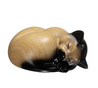 Kriss Art Urna per piccoli animali - Urna per ceneri in resina a forma di gatto che dorme (kaki)