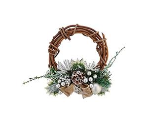 Krist+ Corona di Natale 20,32 cm 22 x 8 x 22 cm Argento Legno Verde Plastica