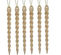 Krist+ Set di Decorazioni Natalizie Champagne plastica Glitter 13,5 x 1 x 5,5 cm (24 Pezzi)