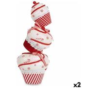 KRIST+ - Statua Decorativa Torre Torta Bianco Rosso Polistirene 20 X 50 X 20 Cm (2 Unit)