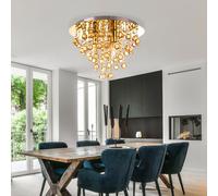 Kristallleuchte Plafoniera Luci Soggiorno Vetro Oro Effetto Specchio Metallo E14 [EEK: Inaditato]