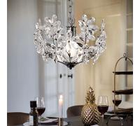 Kristallleuchte Sospensione Lampada Sala Pranzo Fiori Trasparente LED A Cromo [EEK: F]