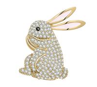 KristLand Spilla a forma di coniglio alla moda con zirconi scintillanti, spilla a forma di animale, spilla Art Deco, graziosa spilla a forma di coniglio, per feste di compleanno, Pasqua, regalo per