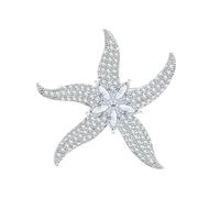 KristLand Spilla a forma di stella marina con bel corpetto con zircone, dorata, spilla a granchio, spilla a forma di stella marina, borsa per feste di compleanno, confezione regalo da donna