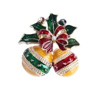 KristLand Spilla Natale Serie Renna Babbo Natale Campana Corona con Cristalli Lucenti Gioiello Regalo Unisex in Lega