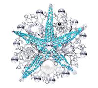KristLand Stella di Mare Spilla Cristallo Strass Pearl Donne Corsage Pin Placcato Oro Spilla Compleanno Festa Estate Festa sul Mare Scatola Regalo Donne