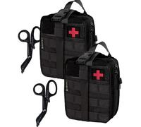 Krisvie 2Pcs Kit di pronto soccorso EMT Molle System Detachable Waist Pack per l'outdoor, fornito con forbici per garze(Nero)