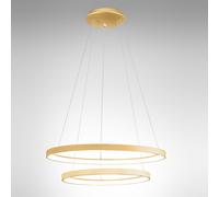 KRIZIA S/2 SOSPENSIONE COLORE ORO A LED 3000K 6000LM 88W DIMMERABILE IN ALLUMINIO D.48-58CM 2 CERCHI
