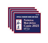 KRJGOERG Set di carte Mahjong ufficiale 2025, guida alle mani e alle regole standard con stampa grande, confezione da 4 carte regole facili da leggere con riferimento strategico per padronanza del