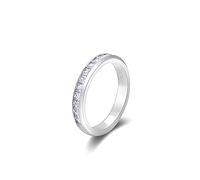 KRKC Anello Eternity Half Eternity Diamanti, Anelli Pavé Donna Argento 925, Promessa Sposa Bande Anello Diamante Simulato Zirconi Anniversario Matrimonio