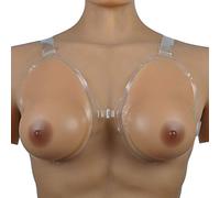 KRLZKID Forme del Seno in Silicone con Cinturino Regolabile Tette finte Artificiali Mastectomia travestita,Brown-M