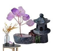 Krmoau Alberi di - Albero bonsai in miniatura con veri cristalli di ametista | Decorazione spirituale per la casa decorazione della scrivania regalo per l'inaugurazione della casa