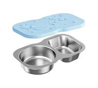 Krmoau Contenitore Snack Bambini Vassoio in Acciaio a 2 Scomparti | Lunch Box con Coperchio in Silicone a Tenuta Per Biscotti Insalata Frutta Salsa Pranzo Scuola Lavoro Viaggio