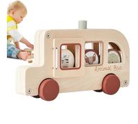 Krmoau Giocattoli 'autobus, Giocattoli di legno per i più piccoli, Giocattolo educativo portatile per il gioco creativo scuola bambini ragazze intrattenimento casa