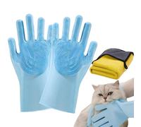 Krmoau Guanti da bagno per animali domestici, con setole massaggianti e guanti da bagno, resistenti ai morsi, per la rimozione dei di piccoli animali, per la doccia quotidiana, per il bagno