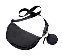 Krmoau Piccola borsa a mezza luna, piccola borsa a tracolla in nylon, casual, elegante, per uomo e donna, zaino compatto regolabile per appuntamenti, compagni di viaggio, Nero , vedi descrizione