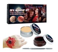 Krmoau Set di trucchi per Halloween - cicatriziale artificiale di crosta sangue, trucco per ferite | pittura del corpo lavabile per zombie cosplay uomini donne servizio fotografico compleanno