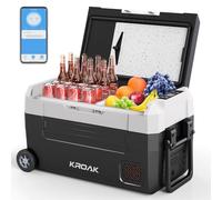 KROAK Frigo Portatile Auto 35L con Ruote e Controllo Bluetooth, Frigoriferi Portatile Elettrico Doppia Zona (（-20℃~20℃） 45W per Campeggio/Picnic/Viaggio in Famiglia, 12/24V DC + 220V AC
