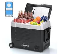 KROAK Frigo Portatile Auto 55L con Ruote e Controllo Bluetooth, Frigoriferi Portatile Elettrico Doppia Zona (-20℃~20℃) 45W per Campeggio/Picnic/Viaggio in Famiglia, 12/24V DC + 220V AC
