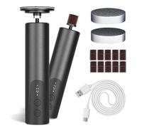 krofaue Kit elettrico per la rimozione dei calli - USB ricaricabile 2 in 1 per piedi e rimozione della pelle morta - Set di tamponi elettrici per unghie a 6 marce per la cura quotidiana - nero