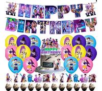 Kroilucaly Kpop de-mons hunters decorazioni Festa di Compleanno,30PCS decorazioni torta Banner Palloncini Forniture per feste per decorazioni,Huntrix feste di compleanno per ragazze ragazzi