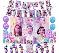 Kroilucaly Kpop de-mons hunters decorazioni Festa di Compleanno,31PCS decorazioni torta Banner Palloncini Forniture per feste per decorazioni,Huntrix feste di compleanno per ragazze ragazzi