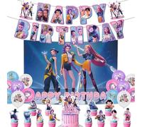 Kroilucaly Kpop de-mons hunters decorazioni Festa di Compleanno,31PCS decorazioni torta Banner Palloncini Forniture per feste per decorazioni,Huntrix feste di compleanno per ragazze ragazzi