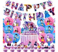 Kroilucaly Kpop de-mons hunters decorazioni Festa di Compleanno,35PCS decorazioni torta Banner Palloncini Forniture per feste per decorazioni,Huntrix feste di compleanno per ragazze ragazzi