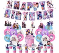 Kroilucaly Kpop de-mons hunters decorazioni Festa di Compleanno,36PCS decorazioni torta Banner Palloncini Forniture per feste per decorazioni,Huntrix feste di compleanno per ragazze ragazzi
