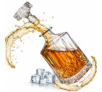 Krollmann Caraffa da whisky 1 litro di caraffa in vetro effetto bottiglia di cristallo Caraffa per whisky da servire e come regalo perfetto decanter per il bar di casa per travasare alcol e bevande