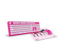 KROM BARBIE KANDY - Tastiera a Membrana LED Bianca, Mouse Sensore ottico 6400 DPI, Tappetino per mouse in gomma morbida e resistente, layout italiano, colore rosa