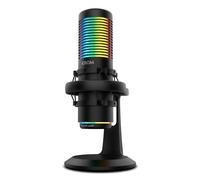 KROM KAZE HQ Kit microfono streaming omnidirezionale e cardioide, condensatori 2 capsule, supporto anti-shock, compatibile con Windows, MacOS, Android, iOS, RGB, nero