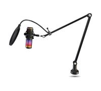 KROM KAZE PRO - Kit Microfono Streaming, Podcast e Gaming. 2 Condensatori a Capsula, Pattern di Registrazione Selezionabili, Braccio Snodabile e Base da Tavolo, RGB, Nero