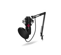 KROM Kit Microfono Streaming KAPSULE -NXKROMKPSL- Microfono Unidirezionale con Due Condensatori a Capsula, audio 3.5mm, supporto anti-shock e filtro pop, Nero