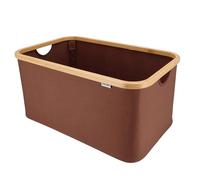 KROMS Cesto biancheria sporca pieghevole in bambù 45L - Marrone - Leggero, stabile e salvaspazio - Cesta portabiancheria in bambù e cotone, traspirante e dal design moderno - Cestino bagno