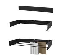 KROMS Stendibiancheria da Parete completamente nero 80cm - Alluminio Verniciato a Polvere - Lunghezza di asciugatura 4m - Stendino da Parete - Stendino a Muro - Stendibiancheria da Muro