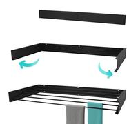 KROMS Stendibiancheria da Parete Full Color Nero 100cm - Lunghezza di asciugatura 4m - Stendino da Parete - Stendino Allungabile - Stendino a Muro - Stendibiancheria da Muro - Richiudibile