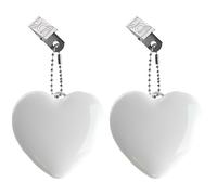 Kronabelle 2 luci a LED a forma di cuore, ricaricabili tramite USB, con sensore touch, per borsetta, compatta, portatile, bianca, per trovare oggetti in borsa