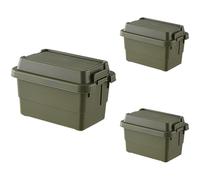 Kronabelle 3 mini contenitori portaoggetti con coperchi e fibbie, impilabili, in plastica, per campeggio, barbecue, dispensa