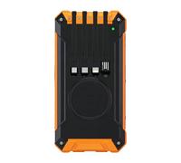 Kronabelle Arancio/Nero 20000Mah Banca di Energia Solare con Ricarica Senza Fili Uscita USB, Luci a Led, 17,3 X 8,9 X 2,9 Cm