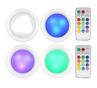 Kronabelle Confezione da 4 luci wireless con telecomando intelligente, luci a spinta per aule, luci d'atmosfera alimentate a batteria AAA, attivate al tocco, 16 colori e telecomandi