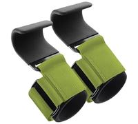 Kronabelle Coppia di ganci per sollevamento pesi, resistenti, in acciaio, con cinghie da polso imbottite, antiscivolo, per sollevamento pesi, powerlifting e allenamento della forza, colore verde