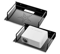 Kronabelle Mensola da parete in alluminio nero per proiettore, confezione da 2, con ventilazione a stella, supporto resistente con gestione dei cavi per dispositivi multimediali domestici