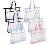 Kronabelle Per trapunte, borse in nylon PVC per cucito, borse per progetti A3, organizer per progetti artigianali, borsa a rete trasparente per progetti di cucito con cerniera e tracolla, confezione
