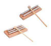 Kronabelle Set di 2 campanelli a blocchi sonori, strumento a percussione bicolore e tre toni, tubi in metallo e base in legno, consapevolezza
