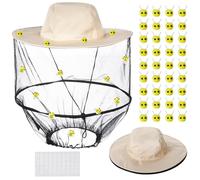 Kronabelle Set di 2 cappelli da apicoltore con velo, 36 api in feltro e 50 nastri biadesivi, casco da apicoltore, costume per feste a tema Halloween